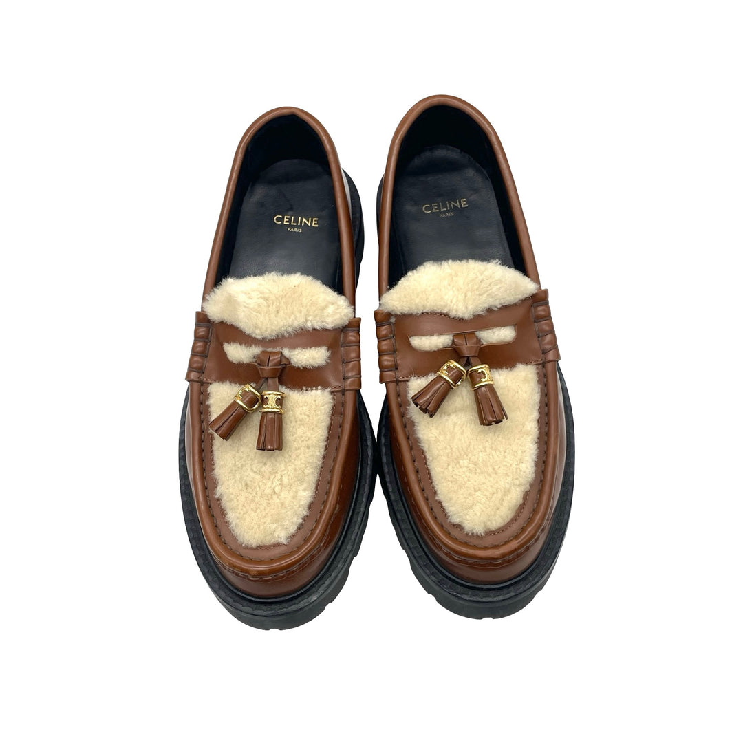 Mocasines Celine Patent Leather Tassel Accents T.37