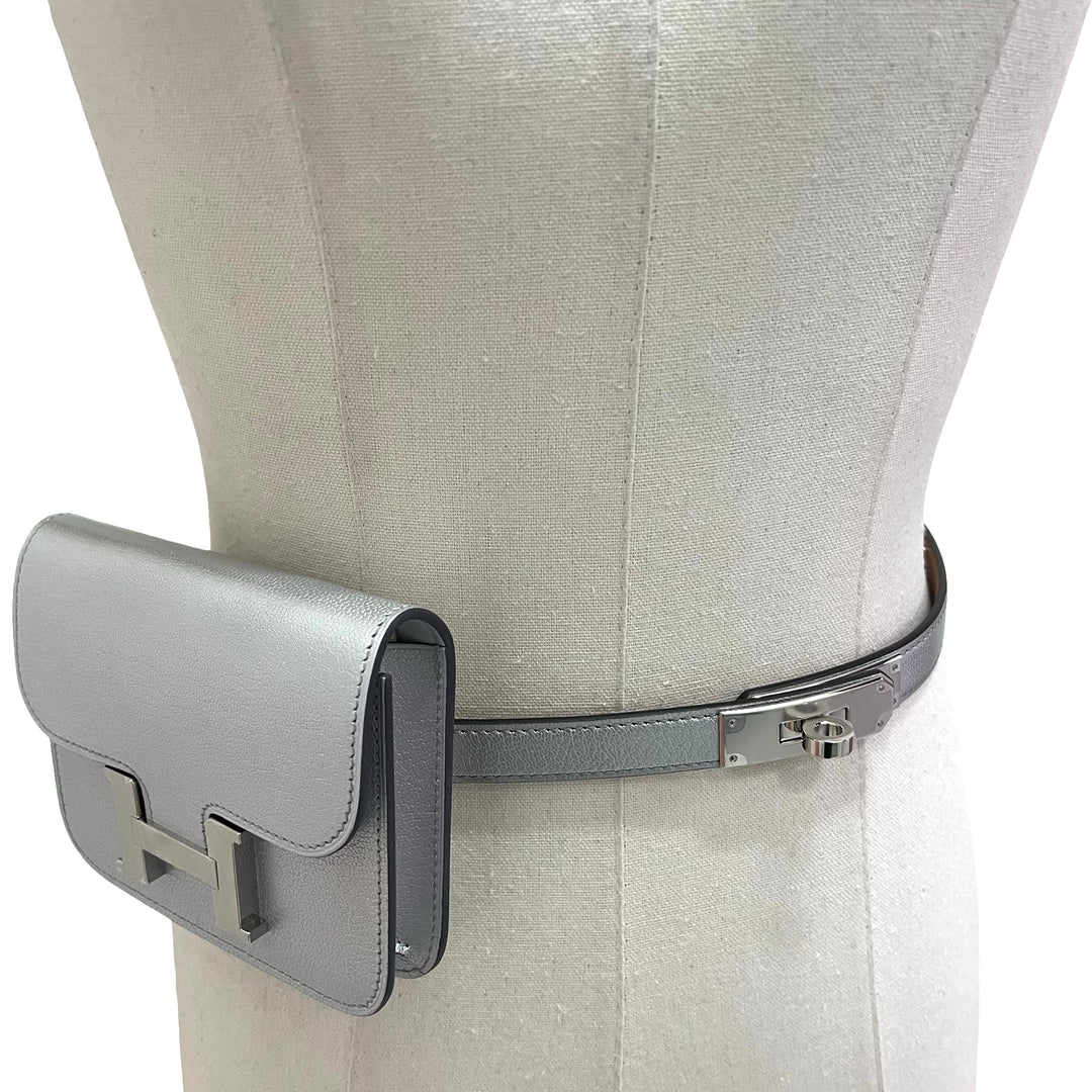 Cinturón Hermès Kelly 18 y Cartera Constance Slim Argent